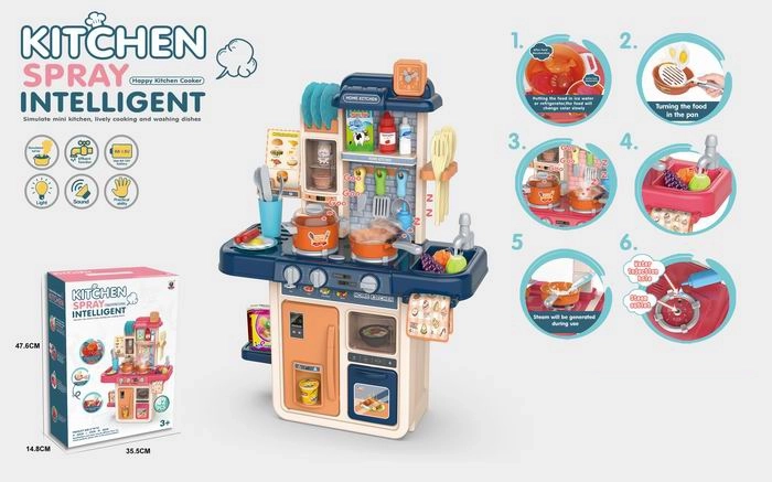 Kinderküche 63 cm blau, 42 Teile