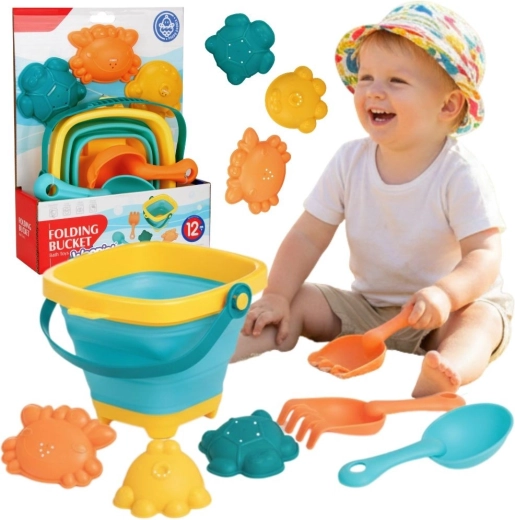 Woopie Baby faltbarer Eimer mit Werkzeugen und Sandförmchen