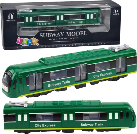 Grüner U-Bahn-Zug CITY EXPRESS mit Licht und Sound, öffnenden Türen