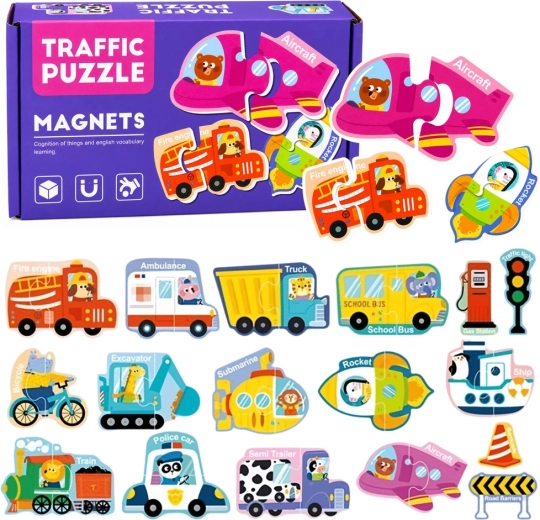 Magnetpuzzle Verkehrsmittel – Set mit 30 Teilen