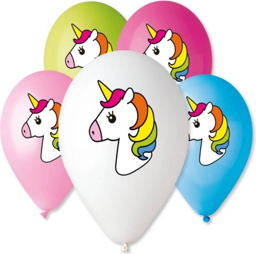 Gemar aufblasbarer Latexballon mit Einhorn-Aufdruck 32 cm Pastellfarben - 1 Stück