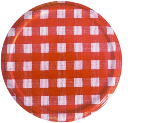 Deckel für Einmachgläser 66 mm mit Herzchen – rot‑weißes Karo