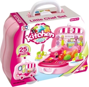 Küchenset im Koffer in Form eines Autos für kleine Köchinnen