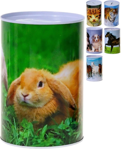 Metall-Spardose für Kinder mit Tierfoto-Motiv – 1 Stück