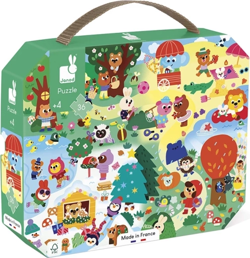 Janod Puzzle im Koffer Vier Jahreszeiten, 36 Teile