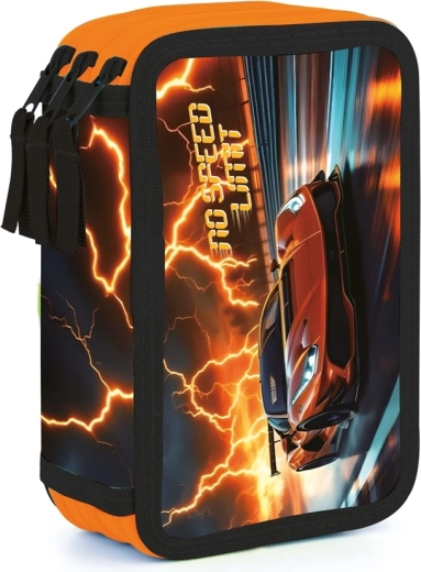 Dreistöckiges Federmäppchen mit Auto – leer