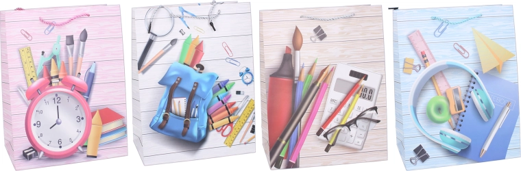 Geschenkpapiertüte L 31 × 40 × 12 cm – Schulmotiv, Kinder