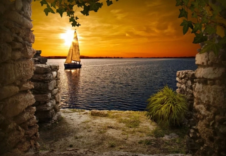 Diamantmalerei – Segelboot bei Sonnenuntergang 30 × 40 cm