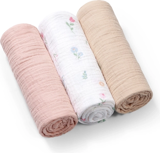 BabyOno Musselin-Windeln Super Soft Rosa 70 × 70 cm (3 Stk.)