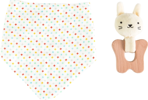 Petit Collage Set Häschen Beißring und Lätzchen