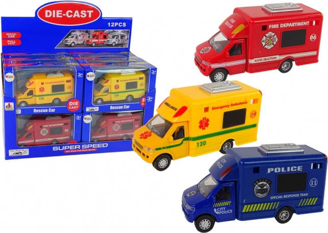 Rettungsfahrzeuge mit Reibungsantrieb - Polizei, Feuerwehr, Krankenwagen