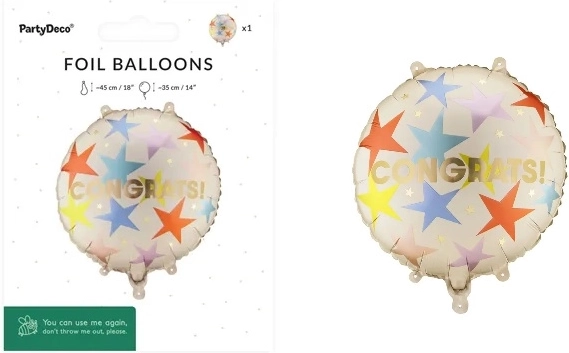 Folienballon in Pastillenform „Congrats“ 35 × 35 cm, Farbmix