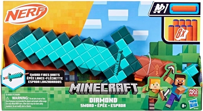 Nerf Minecraft Diamantschwert Diamond Sword mit Schaumstoffpfeilen - 1 Stück
