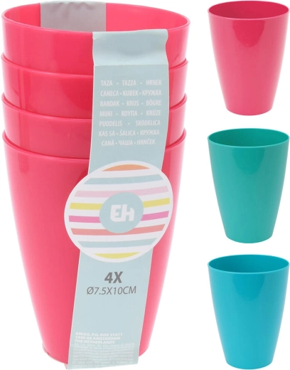 Plastbecher, Farbmix, 4 Stück