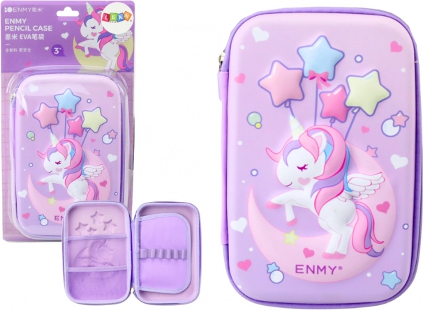 Großes 3D-Federmäppchen Einhorn, lila 23 × 15 × 5 cm