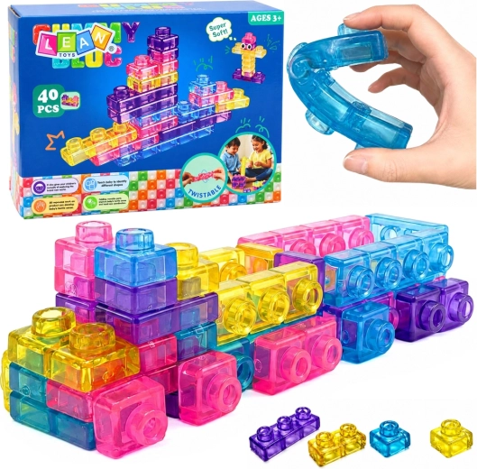 Transparente elastische Gummi-Bausteine, 40 Teile