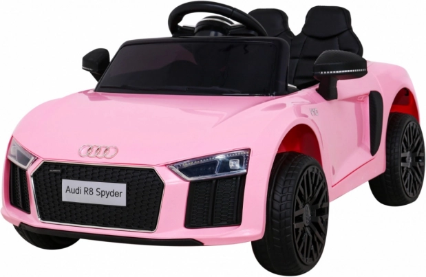 Elektrisches Kinderauto AUDI R8 Spyder rosa mit Fernbedienung, EVA-Rädern und MP3