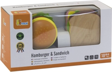 VIGA Holzspielzeug-Set Hamburger und Sandwich