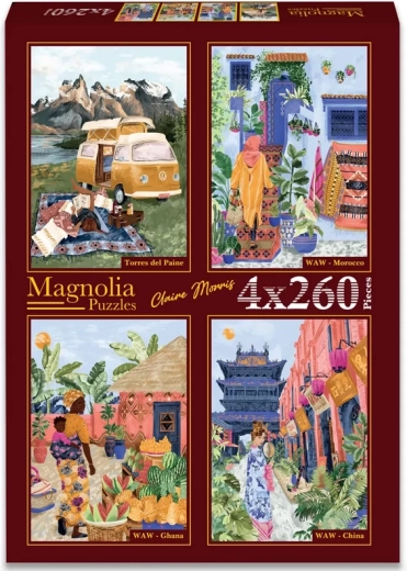 Magnolia Puzzle Torres del Paine, Marokko, Ghana und China 4 × 260 Teile