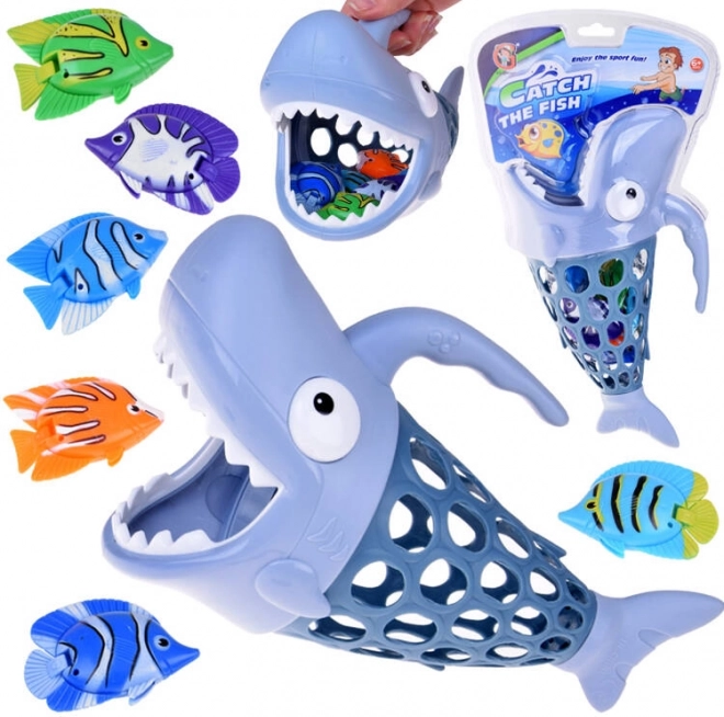 Fang den Fisch – Hai-förmiges Körbchen für Wasser-Spielspaß