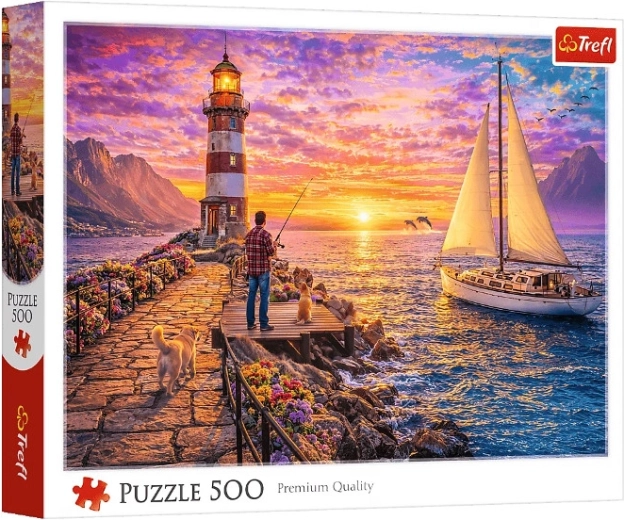 Puzzle 500 Teile Leuchtturm bei Sonnenuntergang