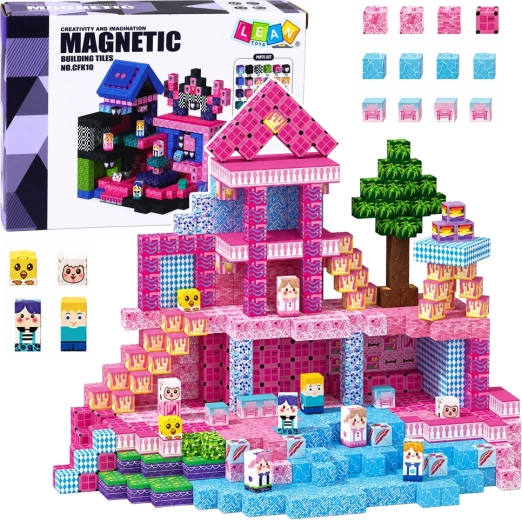 Magnetische Pixel-Bausteine – rosafarbenes Set mit 100 Teilen