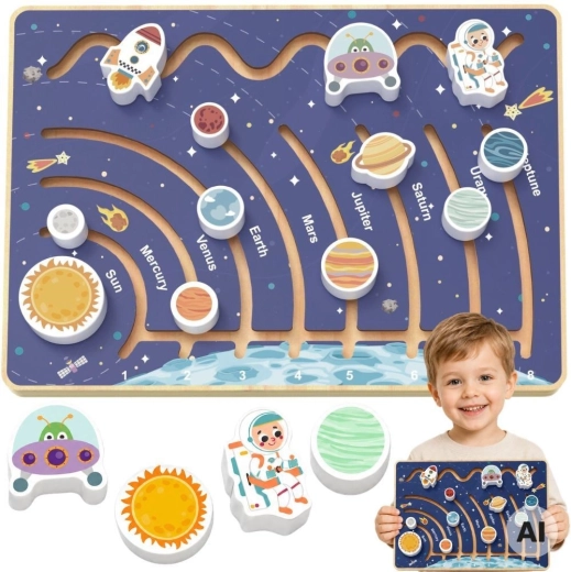 Tooky Toy Lern-Holzbrett mit Sonnensystem