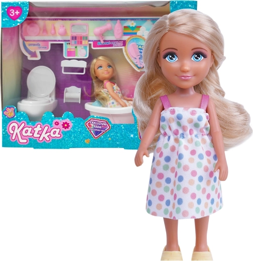 Puppe Katka mit Badezimmer und Zubehör