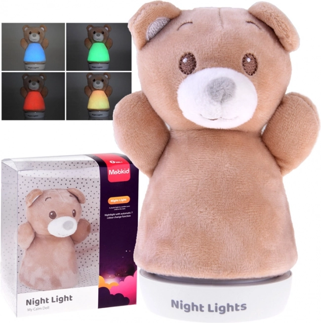 Beiger Plüsch-Teddybär – Nachtlicht für Kinder mit weicher Oberfläche