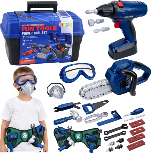 Kinder-Werkzeugset mit Schrank und Akku-Schraubendreher, 30 Teile