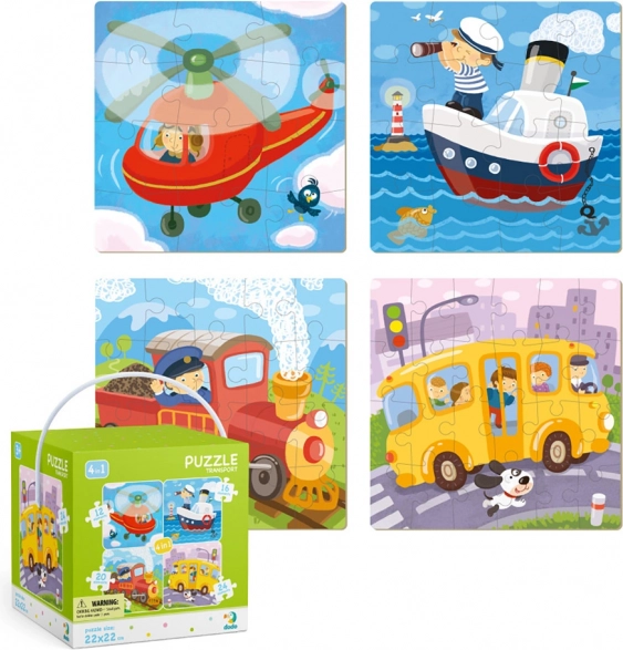 DODO Puzzle Verkehrsmittel 4-in-1 (12–24 Teile)