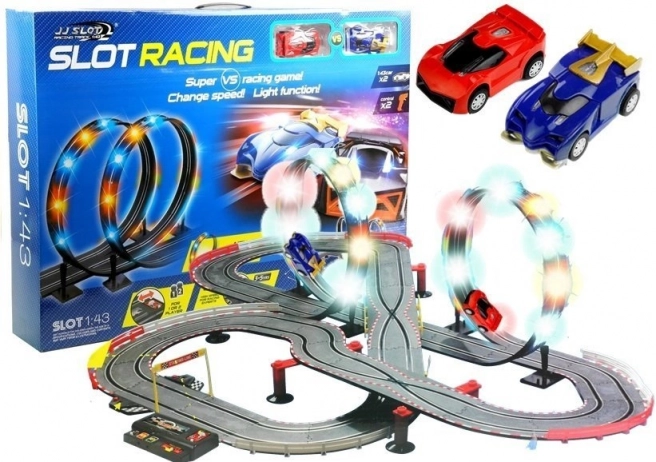 Slotcar-Rennset mit LED-Schleifen 1:43, 2 Autos