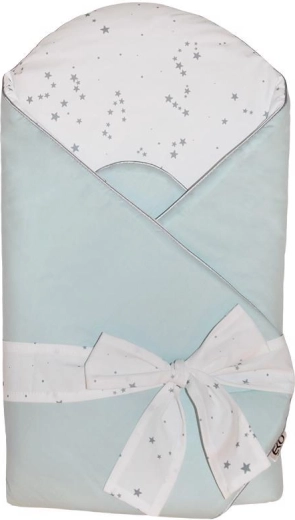 Babywickeltuch aus Baumwolle mit Print und Kokoseinlage Mint