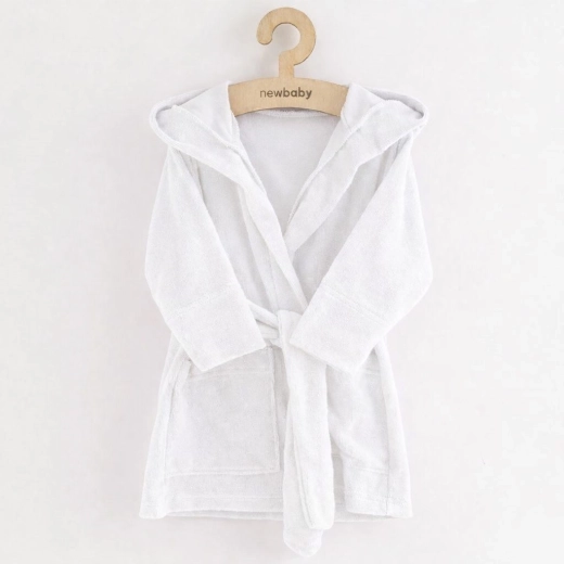 Kinder-Frottee-Bademantel mit Kapuze New Baby, weiß