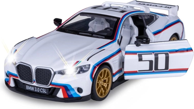 Metallmodell BMW 3.0 CSL im Maßstab 1:34 mit Effekten