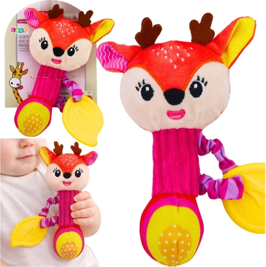 Plüsch-Rassel Rehkitz mit Beiß- und Quietschelement für Babys