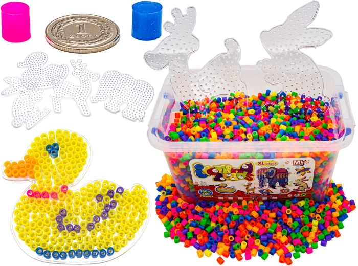 Bügelperlen XXL, fluoreszierendes Set 6000 Stk. im Koffer (beschädigte Verpackung)