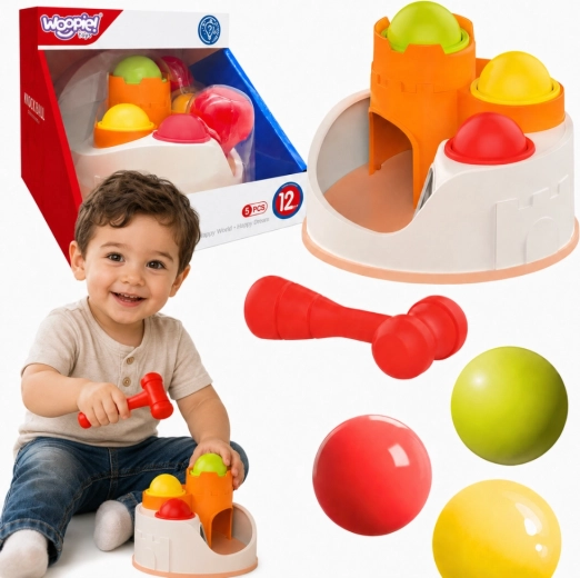 Woopie Lern-Hämmerchenspiel Schloss mit Bällen und Hammer 12m+