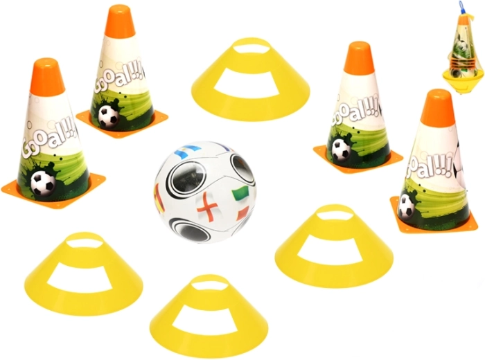 Kinder-Fußball-Trainingsset mit Hütchen, Markierungsscheiben und Ball 12 cm