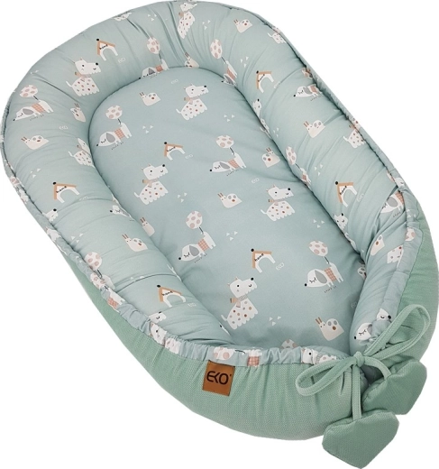 EKO Velvet-Babynest (Kokon) Dogs mint 90 × 60 cm