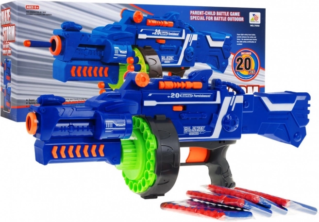 Halbautomatischer Kinder-Blaster BLAZE STORM 6+ mit Trommelmagazin und 20 Schaumstoffpfeilen