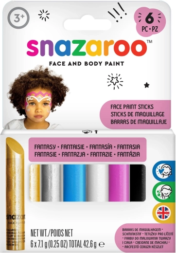 Snazaroo Fantasy Set mit Gesicht- und Körperfarben in Stiftform – 6 Stück