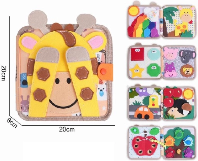 Stoff-Sensorikbuch für Babys – Giraffe