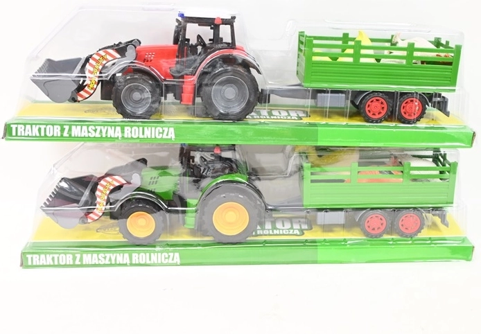 Traktor mit Frontlader und Tierfiguren