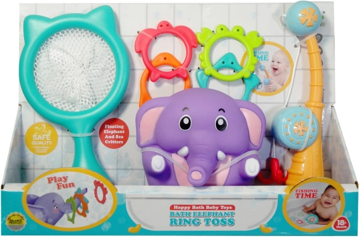 Bade-Spielzeug Elefant mit Ringen und Kescher