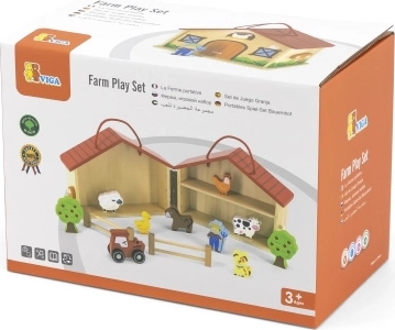VIGA Holzfarm – tragbares, aufklappbares Spielset