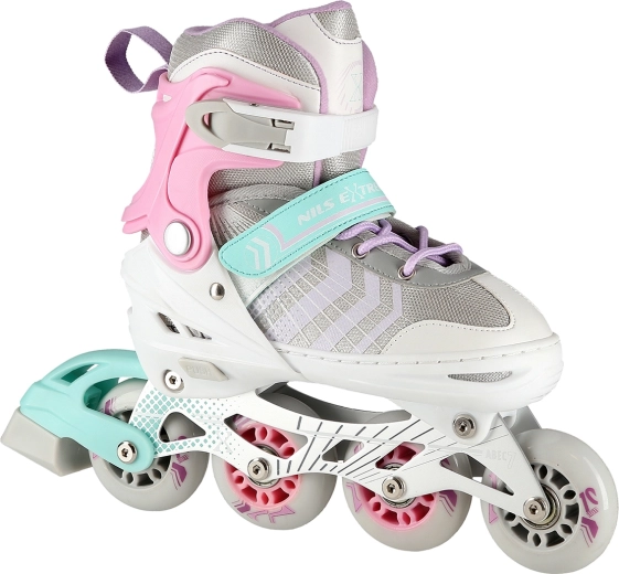 Verstellbare Kinder-Inlineskates 4-in-1 NILS Extreme NH18192 weiß-rosa – S (29–33)