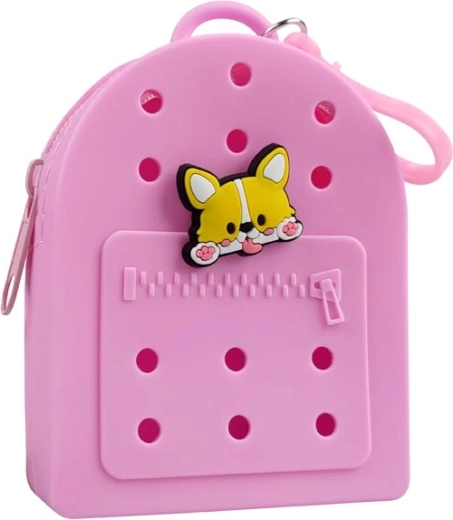 Gifty Silikon-Geldbörse rosa mit dekorativem Pin