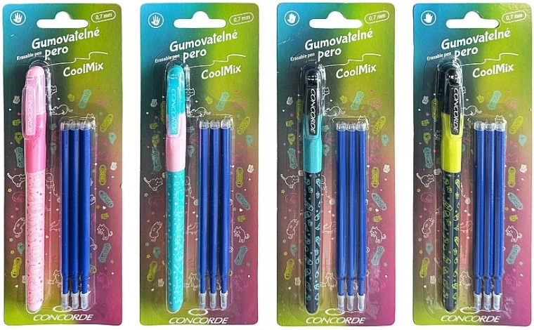 Radierbares Stift Concorde CoolMix, blau 0,7 mm + 3 Ersatzminen