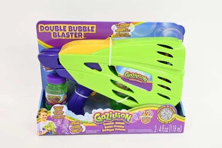 Gazillion Double Bubble Blaster 2v1 Seifenblasenmaschine mit LED-Lichtern